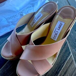 Jimmy Choo Women's Tan Wedge Sandals
